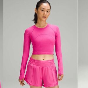 Lululemon Athletica Sonic Pink Cropped swiftly tech long sleeve